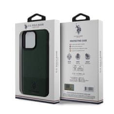 U.S. Polo Assn.  PU Leather Mesh Pattern Double Horse Zadní Kryt pro iPhone 15 Pro Max Green