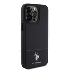 U.S. Polo Assn.  PU Leather Mesh Pattern Double Horse Zadní Kryt pro iPhone 15 Pro Black