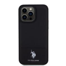 U.S. Polo Assn.  PU Leather Mesh Pattern Double Horse Zadní Kryt pro iPhone 15 Pro Black