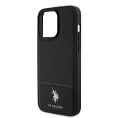 U.S. Polo Assn.  PU Leather Mesh Pattern Double Horse Zadní Kryt pro iPhone 15 Pro Black