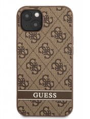 Guess  PU 4G Stripe Zadní Kryt pro iPhone 13 Brown