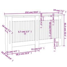 Vidaxl Bílý kryt z MDF na radiátor, 152 cm