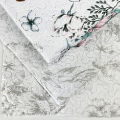Euromat Dekorační přehoz na postel s povlaky na polštáře TAVIRA 220x240 bílá šedá modrá růžová pastelové květy