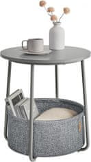 shumee Malý kulatý boční konec, moderní noční stolek s látkovým košem, noční stolek do obývacího pokoje, ložnice, Dove Grey + Slate Grey