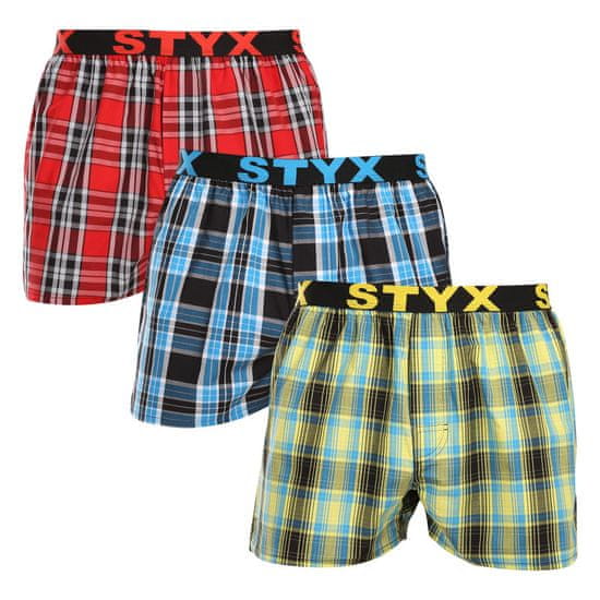 Styx 3PACK pánské trenky sportovní guma vícebarevné (3B102123)