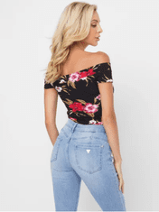 Guess Dámský top Loba Printed Ribbed Off-The-Shoulder Top XL