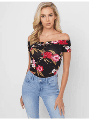 Guess Dámský top Loba Printed Ribbed Off-The-Shoulder Top XL