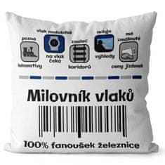 IMPAR SUBLIMACE Polštář Milovník vlaků 100%