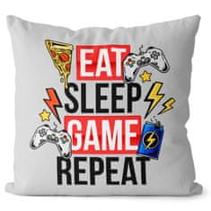 IMPAR SUBLIMACE Polštář Eat, sleep, game