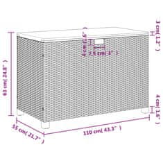 Vidaxl Zahradní úložný box černý 110x55x63 cm polyratan akáciové dřevo