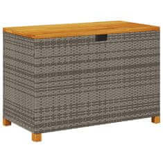 Greatstore Zahradní úložný box šedý 110x55x63 cm polyratan akáciové dřevo