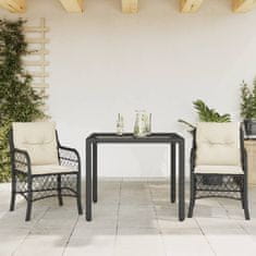 Greatstore 3dílný bistro set s poduškami černý polyratan