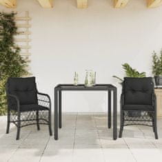 Greatstore 3dílný bistro set s poduškami černý polyratan