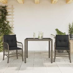 Greatstore 3dílný bistro set s poduškami šedý polyratan