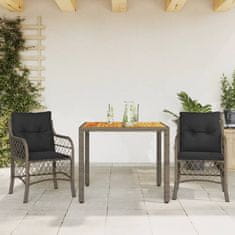 Greatstore 3dílný bistro set s poduškami šedý polyratan