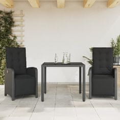 Greatstore 3dílný bistro set s poduškami černý polyratan