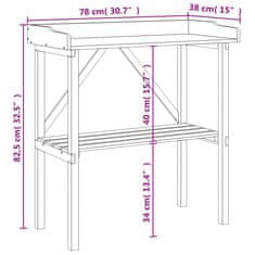 Vidaxl Přesazovací stůl s policí 78x38x82,5 cm masivní jedlové dřevo