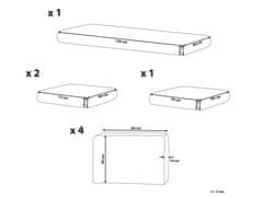 Beliani Sada povlaků na zahradní polštáře šedá BERMUDA
