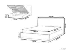 Beliani Sametová postel s úložným prostorem 160 x 200 cm krémově bílá LAVAUR