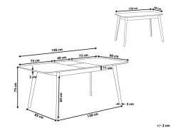 Beliani Rozkládací jídelní stůl 150/190 x 90 cm světlé dřevo MADOX