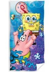 Carbotex Dětská plážová bavlněná osuška SpongeBob - hrátky s Garym