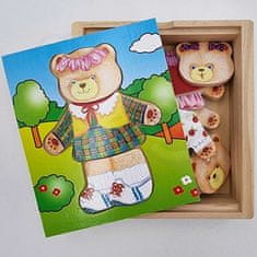 LEBULA Dřevěné puzzle Viga Puzzle Oblečte dívčího medvídka
