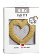 BIBS Baby Bitie Heart Mustard - Silikonové kousátko Srdíčko - hořčicové