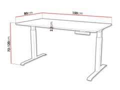 Veneti Výškově nastavitelný psací stůl HUTTO 2 - černý / bílý