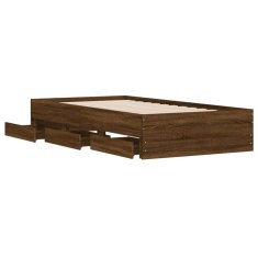 Greatstore Rám postele se zásuvkami hnědý dub 90x200 cm kompozitní dřevo