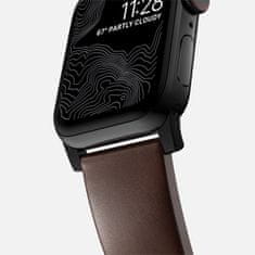 Nomad Modern Band - Kožený řemínek pro Apple Watch 45 / 49 mm, hnědý s černou