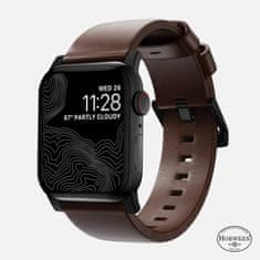 Nomad Modern Band - Kožený řemínek pro Apple Watch 45 / 49 mm, hnědý s černou