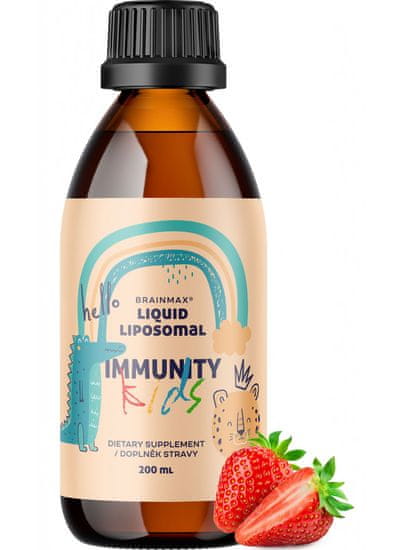 BrainMax Dětský lipozomální komplex vitamínů, pro podporu imunity, jahoda, 200 ml