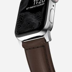 Nomad Traditional Band - Kožený řemínek pro Apple Watch 45 / 49 mm, hnědý se stříbrem