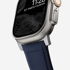 Nomad Rugged Band - Odolný řemínek pro Apple Watch 45 / 49 mm, modrý se stříbrnou barvou