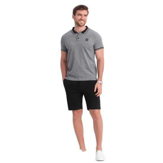 OMBRE Pánské šortky SLIM FIT černé MDN124768