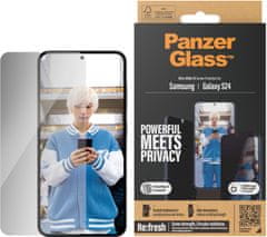 PanzerGlass ochranné sklo Privacy pro Samsung Galaxy S24, s instalačním rámečkem