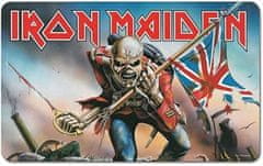 CurePink Plastová podložka na jídelní stůl Iron Maiden: Made In England (23 cm x 14 cm)