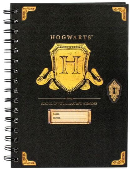 CurePink Poznámkový A5 blok Harry Potter: Štít Bradavic (14,8 x 21 cm)