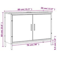 Vidaxl Koupelnová skříňka pod umyvadlo hnědý dub 80x30x60 cm kompozit