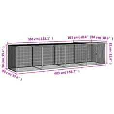 Vidaxl Klec pro kuřata se střechou světle šedá 403 x 98 x 90 cm ocel