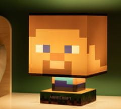 CurePink Plastová dekorativní 3D lampa Minecraft: Steve Icon (výška 26 cm)