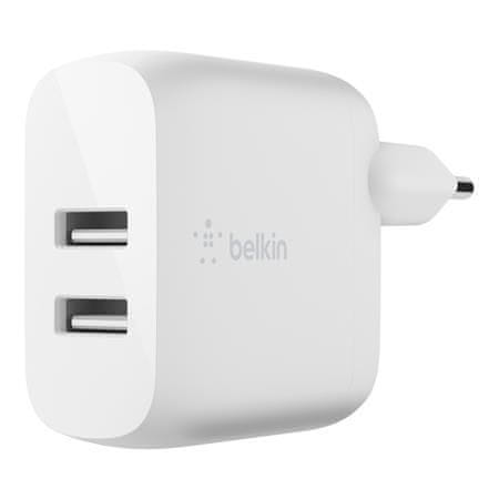 Belkin BOOST CHARGE Duální 24W USB-A nástěnná nabíječka, bílá