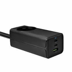 Akyga Nabíječka univerzální AC 230V + USB-A + 2xUSB-C PD 5-20V/max. 5A/65W Quick Charge 3.0 GaN, černá