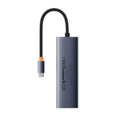 BASEUS hub Ultra Joy USB 6v1 (USB-C/1xHDMI4K30Hz/3xUSB 3.0/1xPD/RJ45) šedý