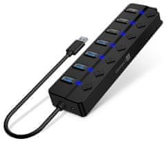 Connect IT Mighty Switch 2 USB-A hub, (4xUSB-A 3.0, 3xUSB-A 2.0), externí, ČERNÝ