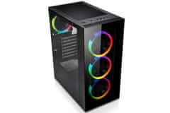 Evolveo Ptero Q12, case ATX, 2x USB2.0 / 1x USB3.0 1x HD Audio, 4x 120mm RGB, prosklené bočnice, černý