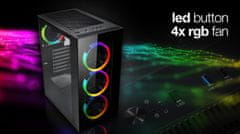 Evolveo Ptero Q12, case ATX, 2x USB2.0 / 1x USB3.0 1x HD Audio, 4x 120mm RGB, prosklené bočnice, černý