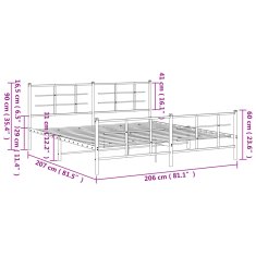 Vidaxl Kovový rám postele s hlavovým a nožním čelem bílý 200 x 200 cm