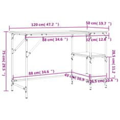 Vidaxl Psací stůl černý 120 x 50 x 75 cm kov a kompozitní dřevo