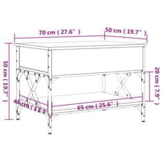 Vidaxl Konferenční stolek kouřový dub 70 x 50 x 50 cm kompozit a kov